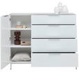 SIDEBOARD in 135/101/40,5 cm - Chromfarben/Weiß Hochglanz, Basics, Glas/Holzwerkstoff (135/101/40,5cm) - Voleo