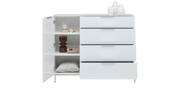 SIDEBOARD in 135/101/40 cm - Chromfarben/Weiß Hochglanz, Basics, Glas/Holzwerkstoff (135/101/40cm) - Voleo