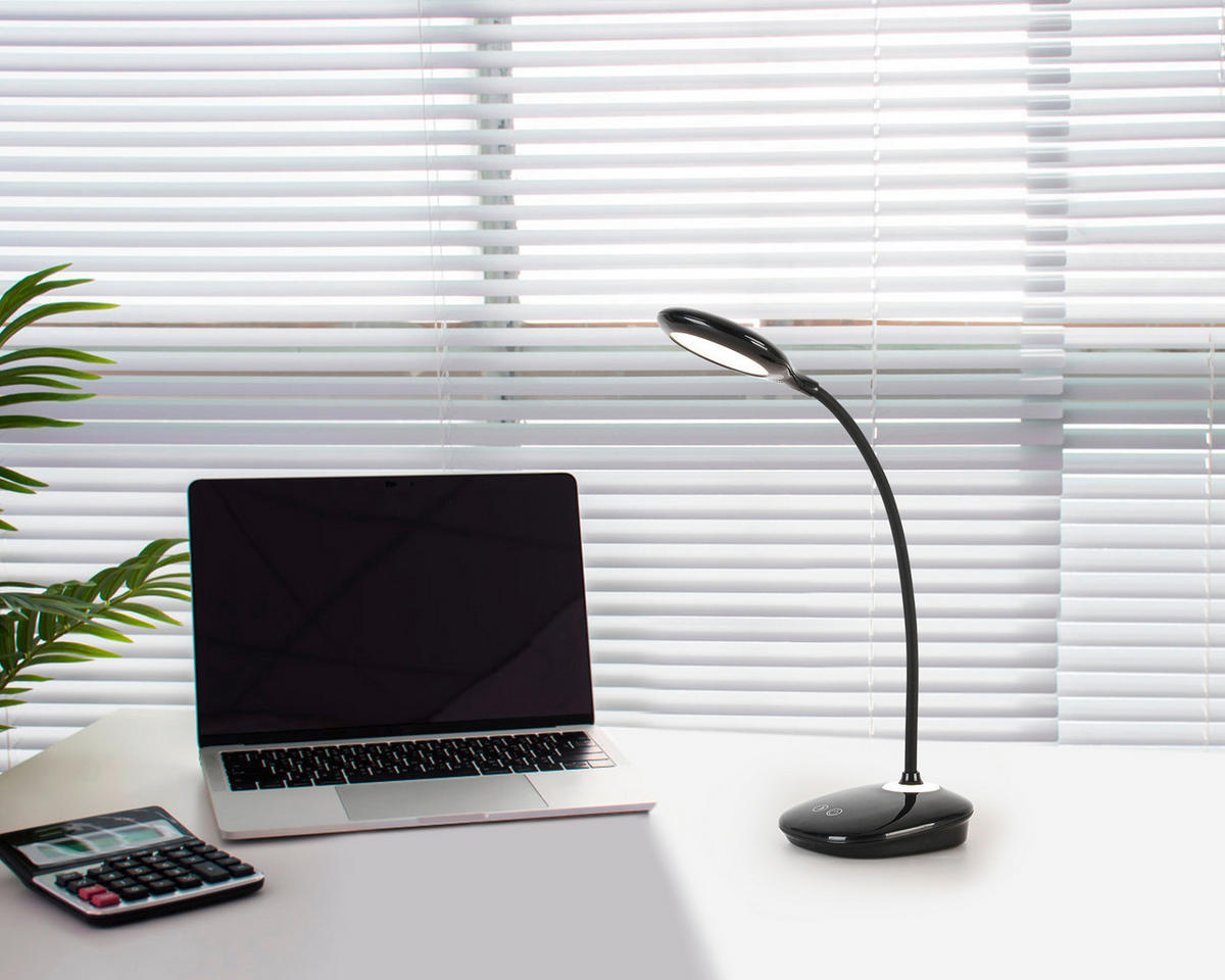 LED ÍRÓASZTALI LÁMPA - fekete, Basics, műanyag (11cm) - Boxxx