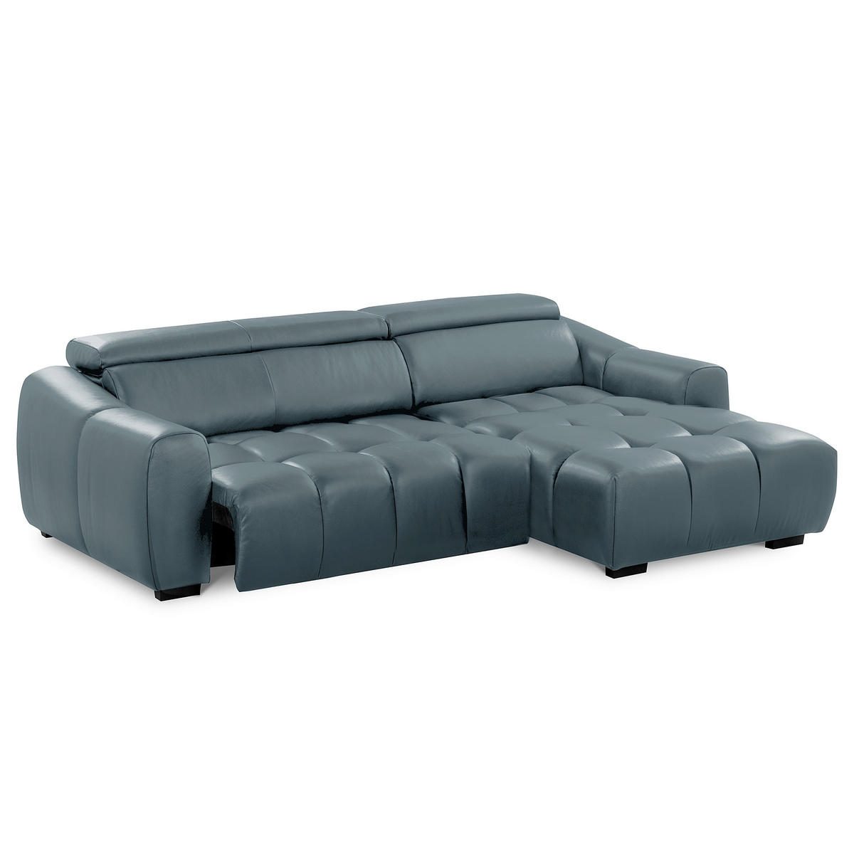 ECKSOFA  Echtleder Dunkelblau  - Schwarz/Dunkelblau, Design, Leder/Kunststoff (274/177cm) - Livetastic
