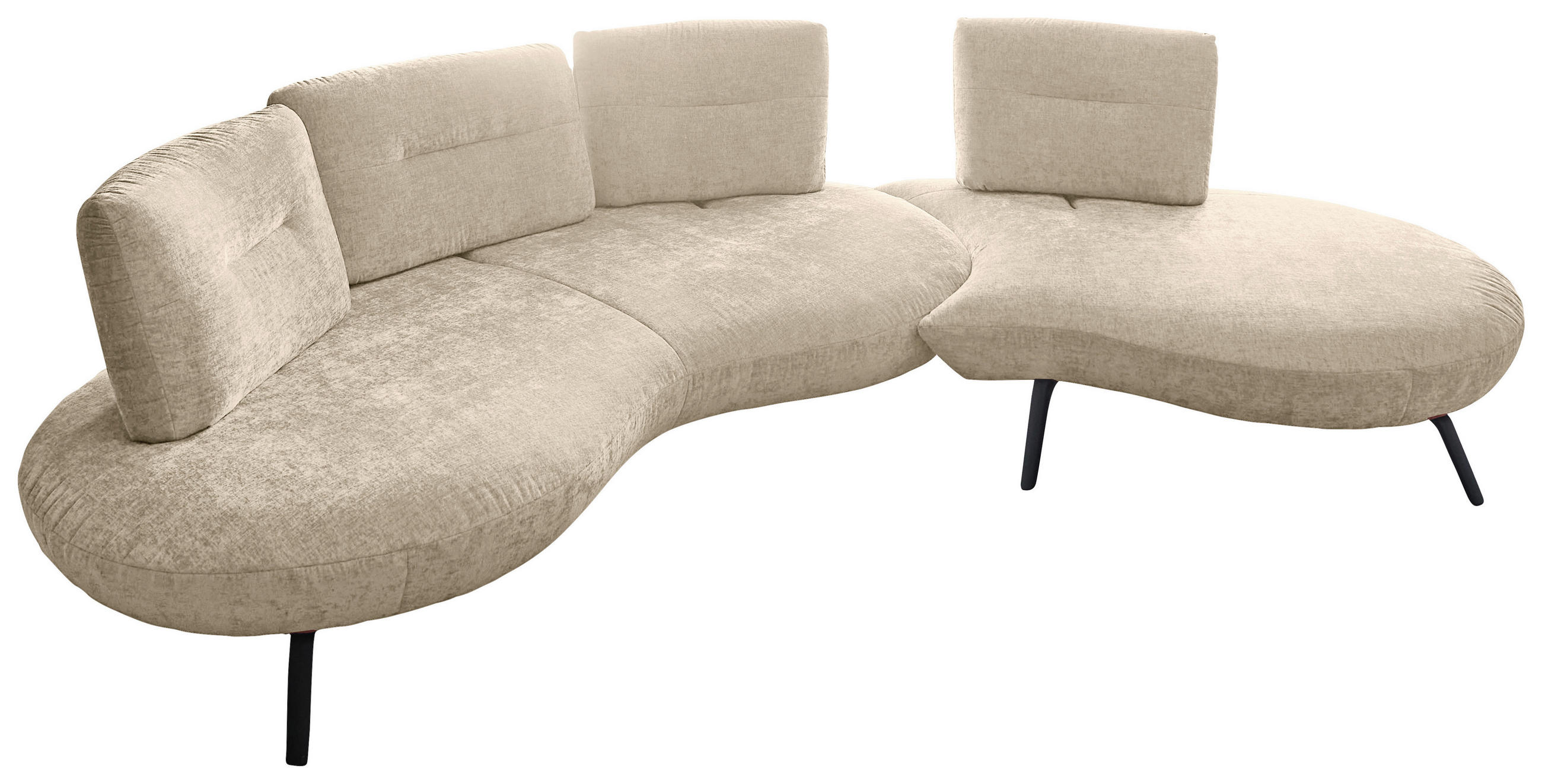 BIGSOFA Flachgewebe Creme  - Creme/Schwarz, Design, Textil/Metall (456/93/138cm) - Moderano
