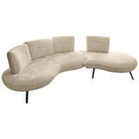 BIGSOFA Flachgewebe Creme  - Creme/Schwarz, Design, Textil/Metall (456/93/138cm) - Moderano