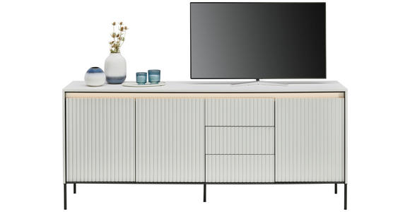 SIDEBOARD Weiß Beleuchtung, Einlegeböden  - Schwarz/Weiß, Design, Holzwerkstoff (192/82/40cm) - Hom`in