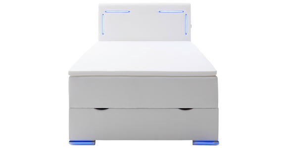 BOXSPRINGBETT 140/200 cm  in Weiß  - Silberfarben/Weiß, Design, Kunststoff/Textil (140/200cm) - Xora