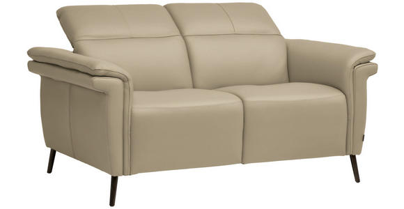 2-SITZER-SOFA  in Echtleder Ecru   - Ecru/Schwarz, Design, Leder/Metall (162/79/104cm) - Belluti