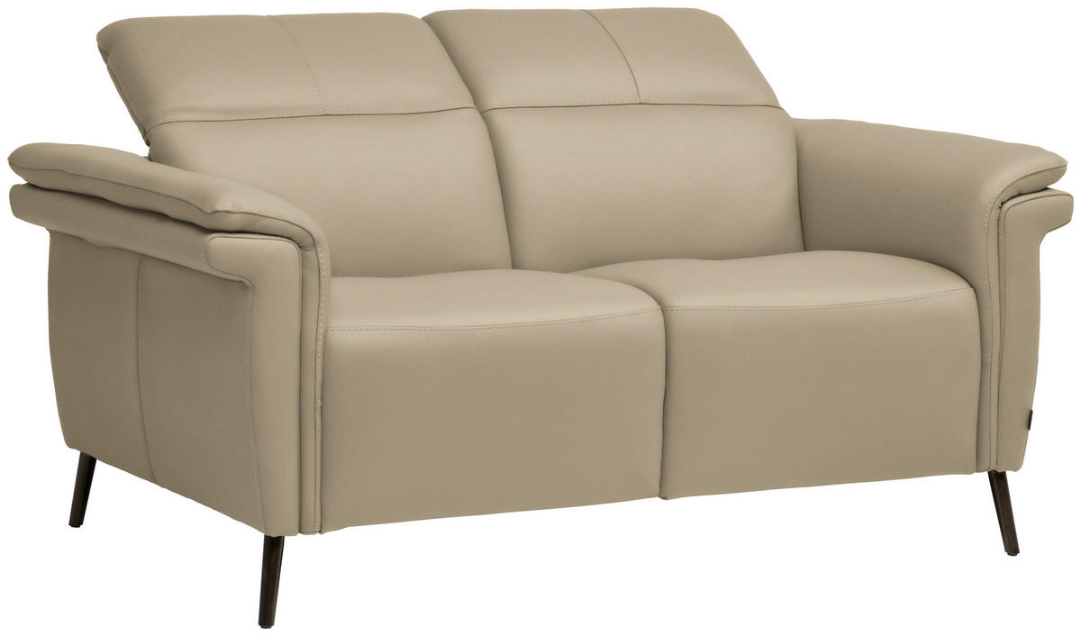 2-SITZER-SOFA  in Echtleder Ecru   - Ecru/Schwarz, Design, Leder/Metall (162/79/104cm) - Belluti