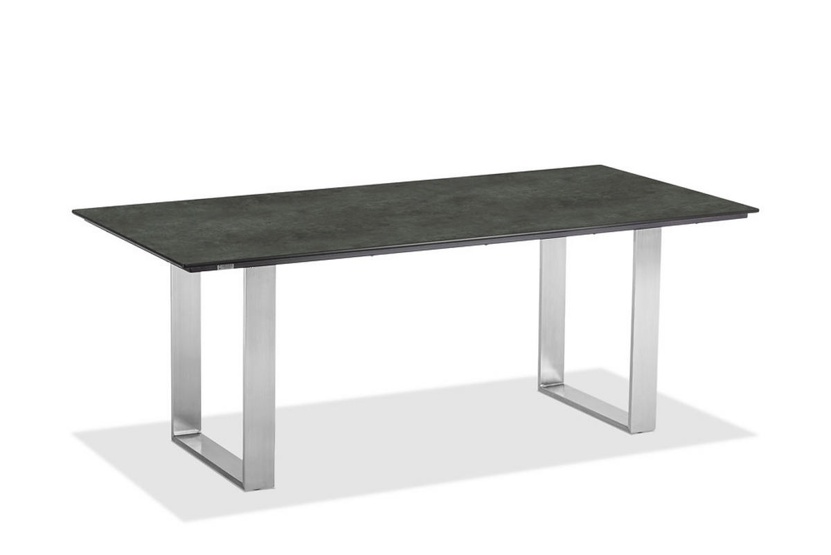GARTENTISCH Kunststoff Edelstahlfarben, Graphitfarben rechteckig  - Edelstahlfarben/Graphitfarben, Design, Kunststoff/Metall (220/95/76cm)