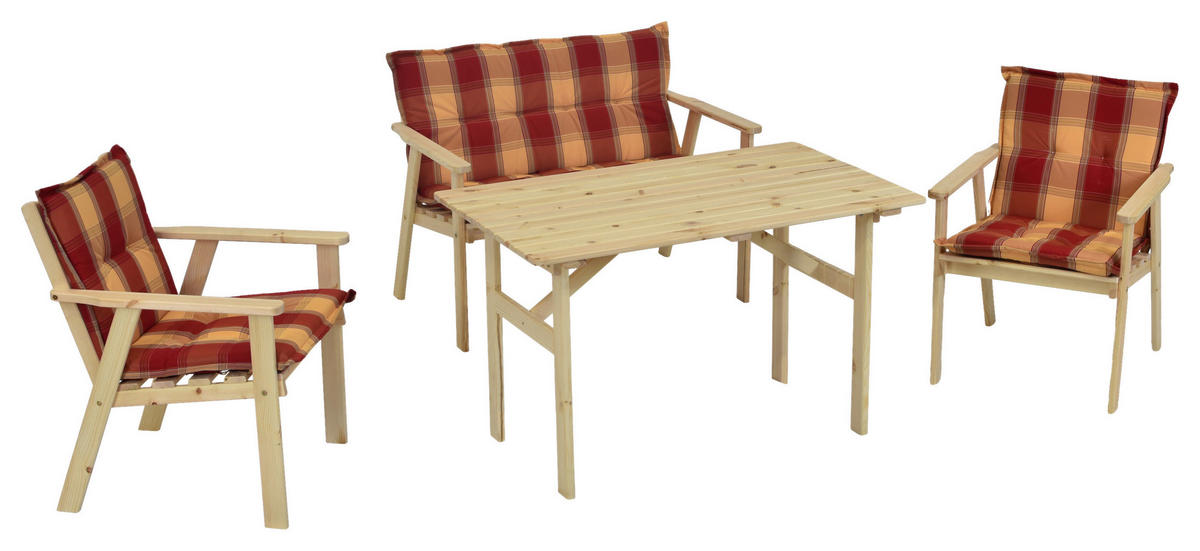 GARTENSET Kiefer massiv  - Rot/Naturfarben, MODERN, Holz/Kunststoff - Gardenson