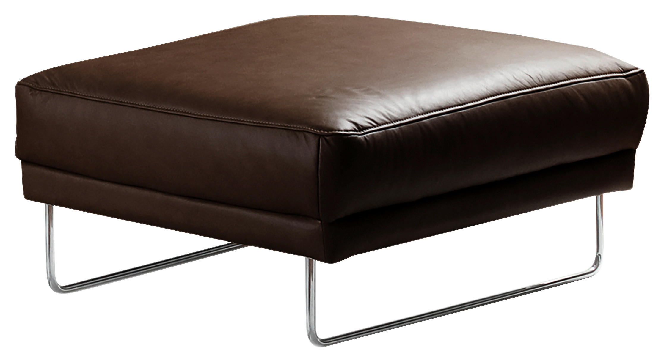 HOCKER SPRING Echtleder Chromfarben, Dunkelbraun  - Chromfarben/Dunkelbraun, Design, Leder/Metall (96/45/80cm) - P & B
