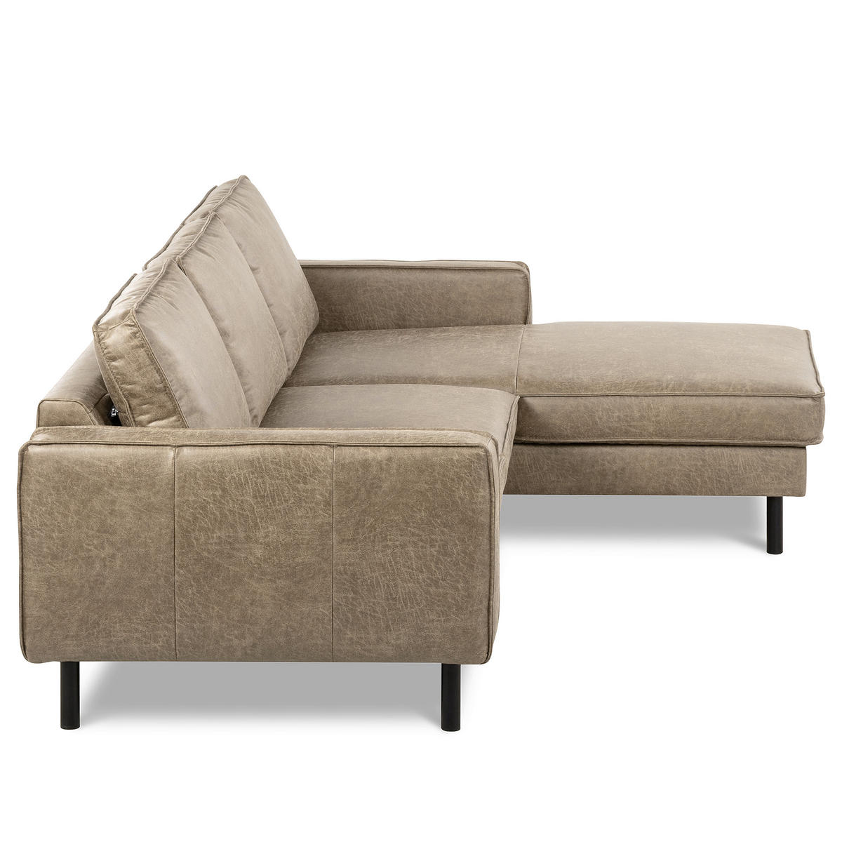 ECKSOFA Hellgrau Echtleder Lederlook Bettkasten, Schlaffunktion, Rücken echt  - Hellgrau/Schwarz, Design, Leder/Textil (166/238cm) - Livetastic