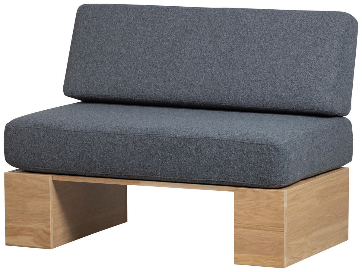 SITZBANK 110/84/67 cm Bouclé Eichefarben, Dunkelgrau Eiche massiv  - Eichefarben/Dunkelgrau, MODERN, Holz/Textil (110/84/67cm) - Livetastic