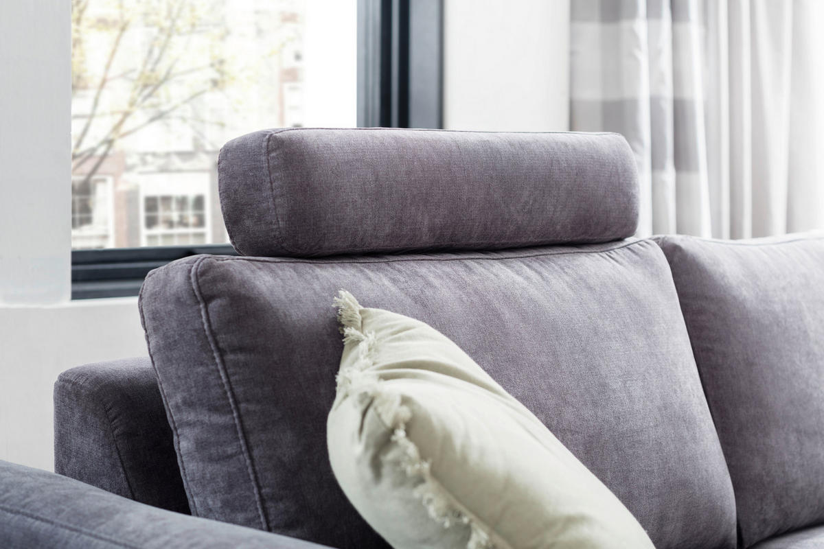 SAROKKANAPÉ textil sötétszürke  - krómszínű/sötétszürke, Design, textil/fém (281/200cm) - Pure Home Lifestyle