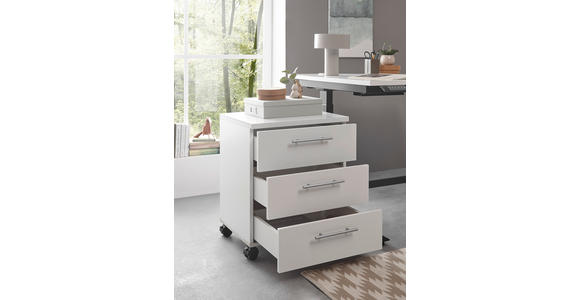 ROLLCONTAINER Weiß  - Silberfarben/Weiß, MODERN, Holzwerkstoff/Kunststoff (40/56/39cm) - Carryhome