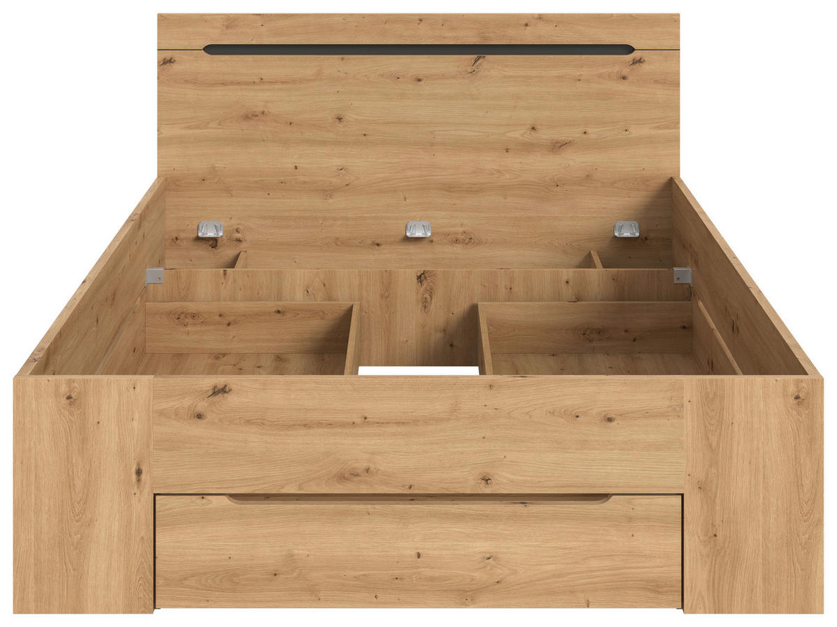 BETT 140/200 cm  in Grau, Eiche Artisan  - Eiche Artisan/Grau, MODERN, Holzwerkstoff (140/200cm) - MID.YOU