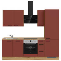 KÜCHENLEERBLOCK 240 cm   in Rot, Eichefarben  - Eichefarben/Rot, MODERN, Holzwerkstoff/Metall (240cm) - Nobilia