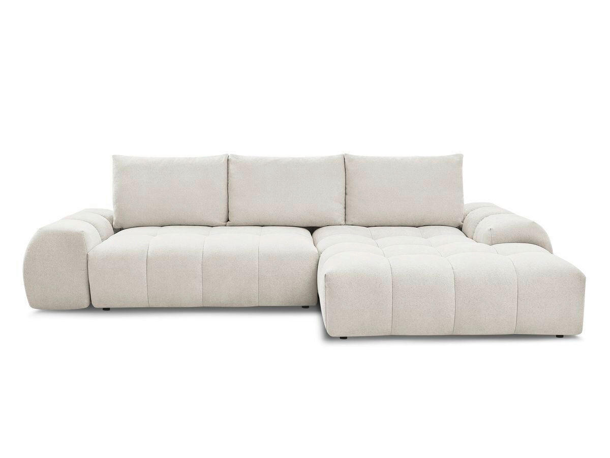 ECKSCHLAFSOFA EVEREST  mit Rücken echt, Armteil links, Armteil rechts Struktur Beige  - Beige/Schwarz, MODERN, Kunststoff/Textil (318/180cm) - Livetastic