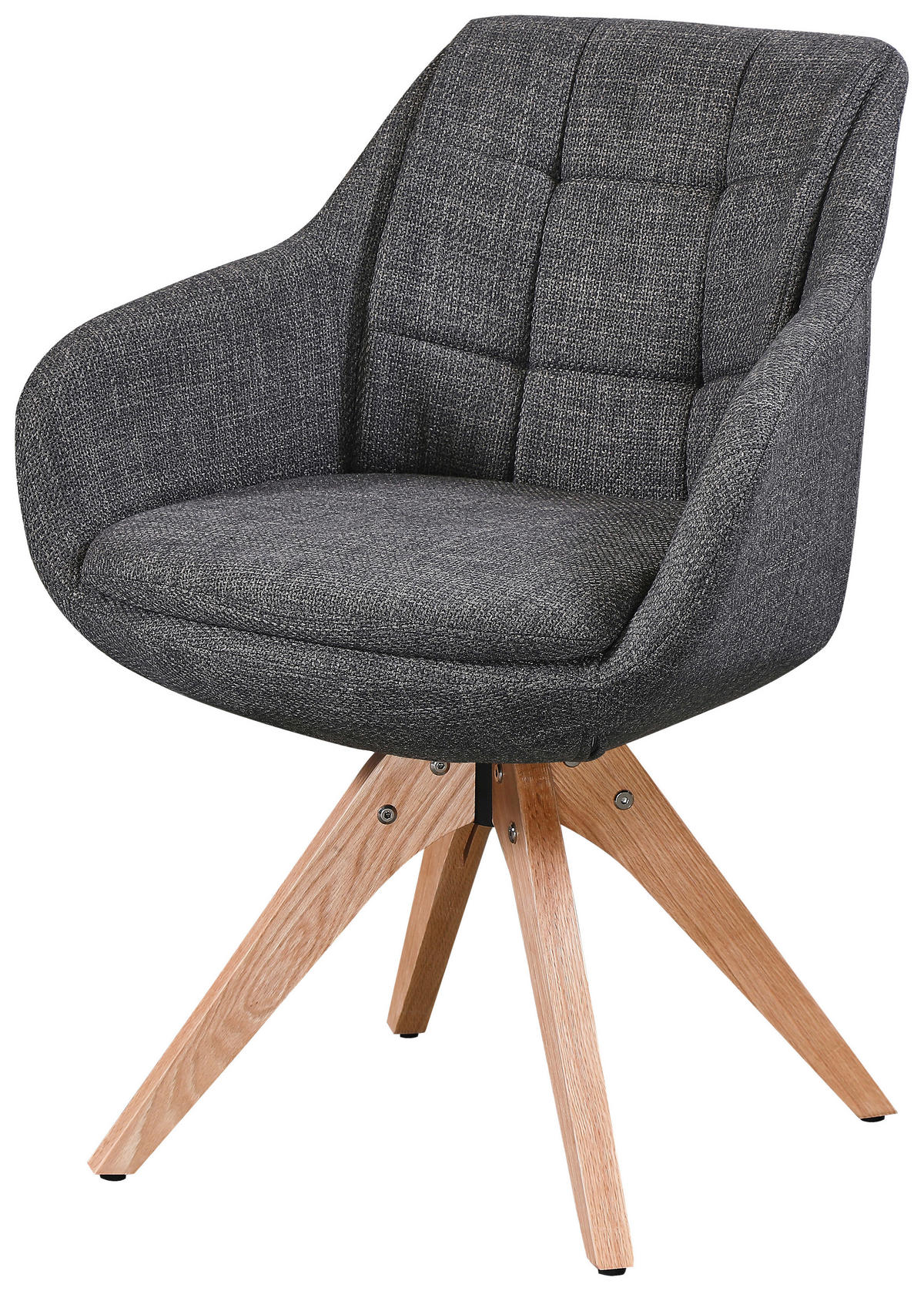 ARMLEHNSTUHL  Sitzfläche 360° drehbar Webstoff  Eichefarben, Dunkelgrau  - Eichefarben/Dunkelgrau, Design, Holz/Textil (62/83/61cm) - Novel