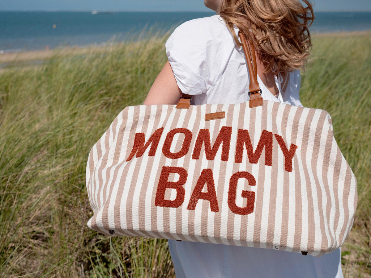 WICKELTASCHE Mommy Bag Terracotta Nude Streifen  - Beige/Terracotta, KONVENTIONELL, Kunststoff/Textil (55/30/40cm) - Childhome