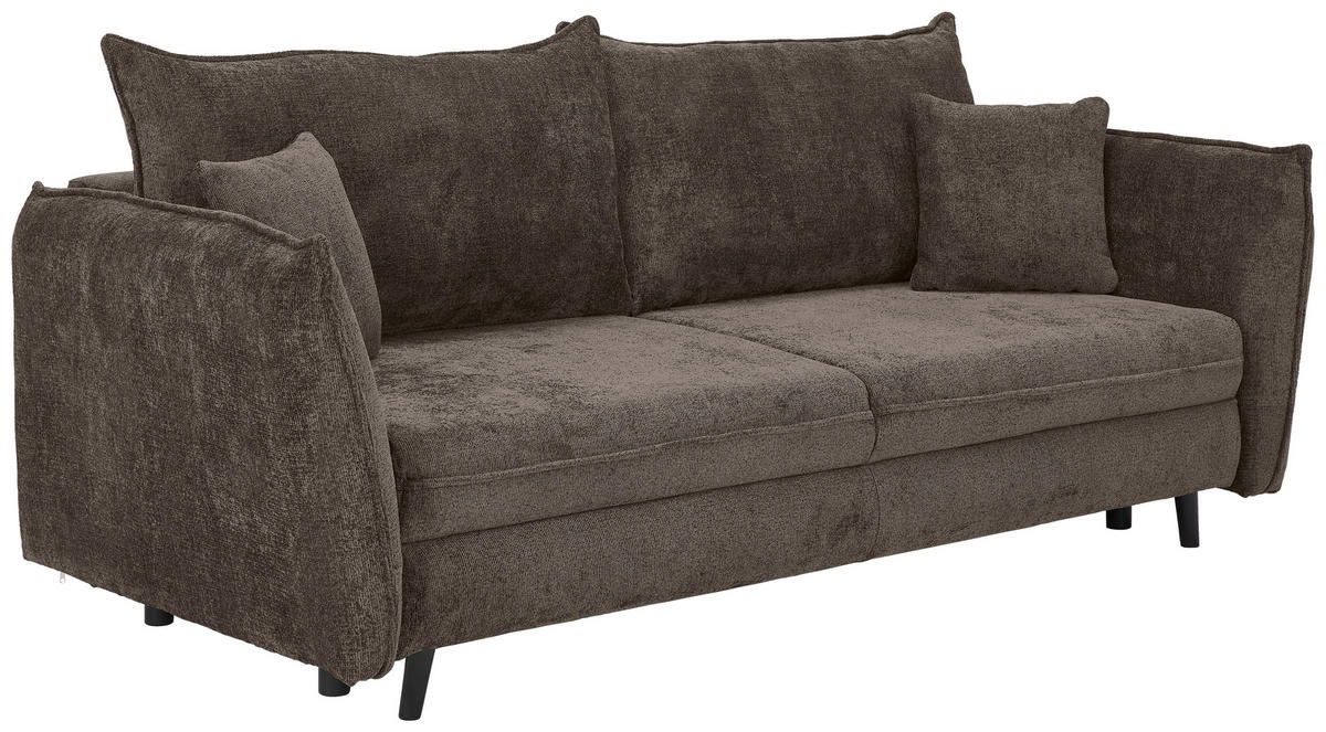 SCHLAFSOFA in Chenille Graubraun  - Graubraun/Schwarz, Konventionell, Holz/Textil (238/99/108cm) - MID.YOU