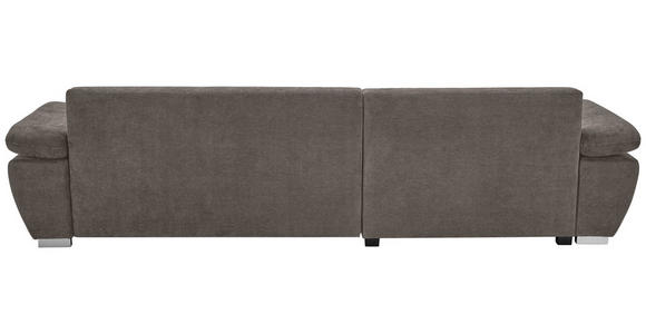 ECKSOFA Taupe Chenille Rückenkissen, Bettkasten, Schlaffunktion, Rücken echt, Armteilverstellung, Liegefläche im Originalstoff  - Taupe/Silberfarben, KONVENTIONELL, Holz/Textil (187/293cm) - Carryhome