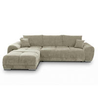 ECKSOFA  in Chenille Hellgrün  - Chromfarben/Schwarz, KONVENTIONELL, Kunststoff/Textil (183/290cm) - Xora