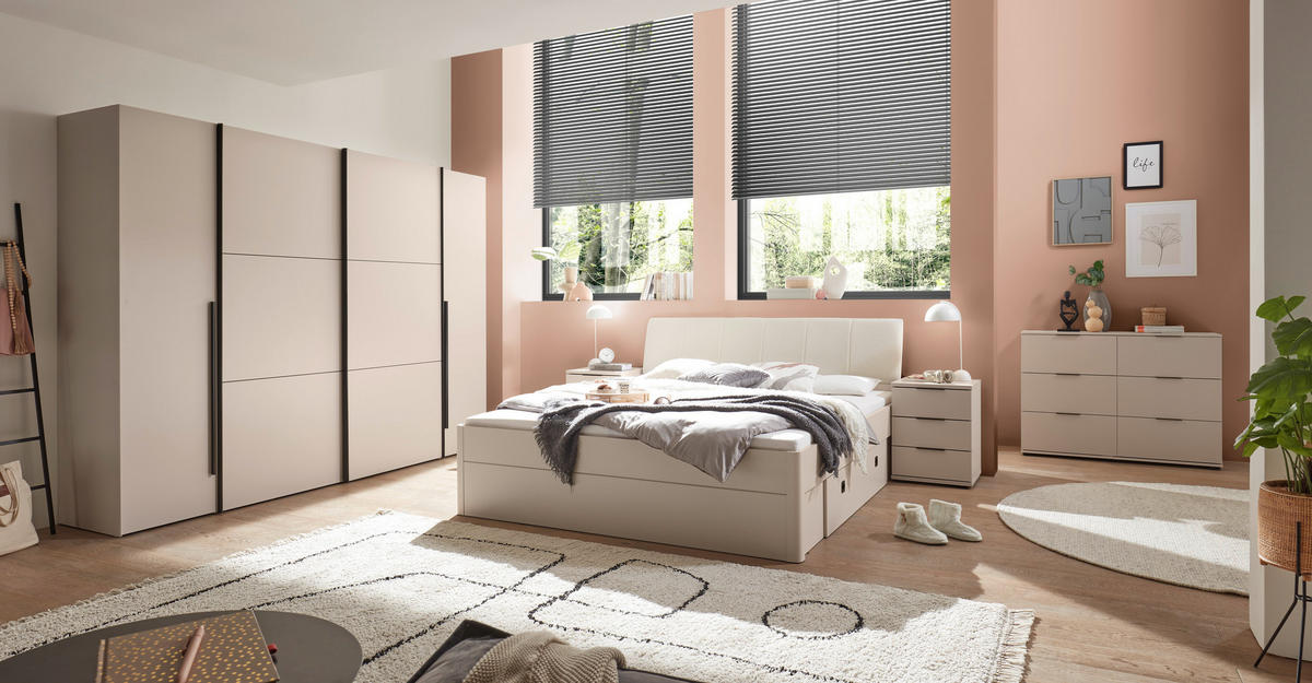 NACHTKÄSTCHEN 46/61/42 cm  in Kaschmir  - Kaschmir/Schwarz, KONVENTIONELL, Holzwerkstoff/Kunststoff (46/61/42cm) - Boxxx