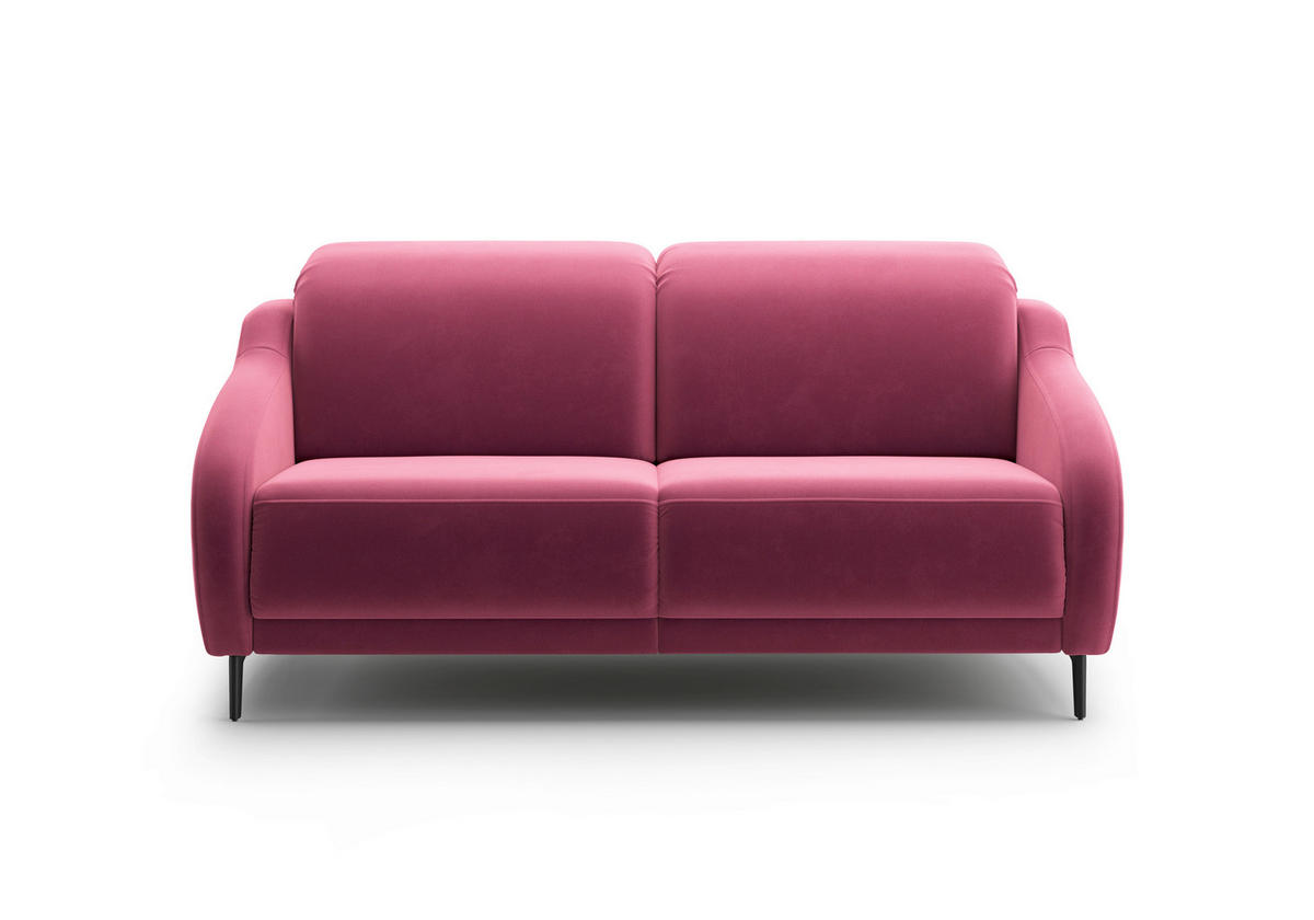 2,5-SITZER in Samt Aubergine  - Aubergine/Schwarz, MODERN, Textil/Metall (172/93/104cm) - Sit & More