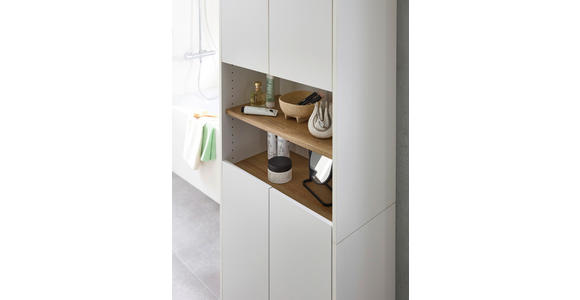 HOCHSCHRANK 61,6/182,8/32,2 cm - Eichefarben/Weiß, KONVENTIONELL, Holzwerkstoff (61,6/182,8/32,2cm) - Xora