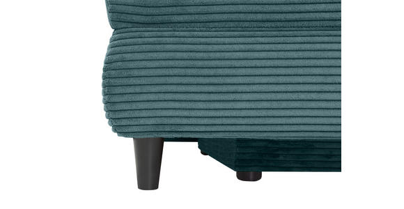 SCHLAFSOFA Cord Petrol Rückenkissen, Armlehnenkissen, Bettkasten, Schlaffunktion, Rücken echt, Liegefläche im Originalstoff  - Petrol/Schwarz, KONVENTIONELL, Holz/Textil (196/96/103cm) - Carryhome