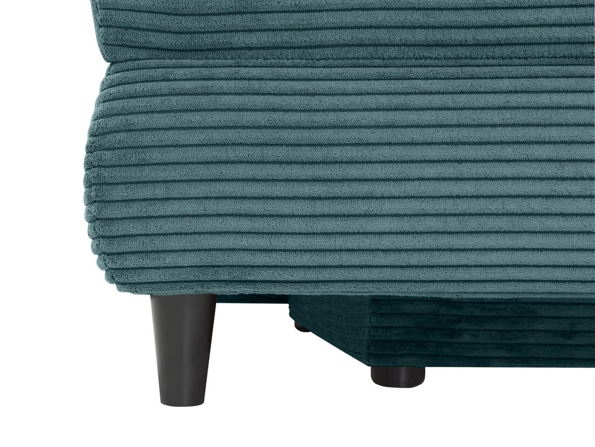SCHLAFSOFA  mit Liegefunktion, Schlafen auf Sitzhöhe, Rücken echt Cord Petrol  - Petrol/Schwarz, KONVENTIONELL, Holz/Textil (196/96/103cm) - Carryhome