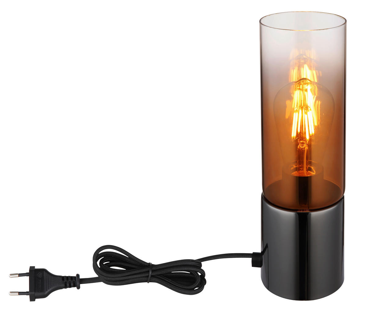 STOLNÍ LAMPA, E27, 9/9/30 cm - měděné barvy/černá, Konvenční, kov/textil (9/9/30cm) - Globo