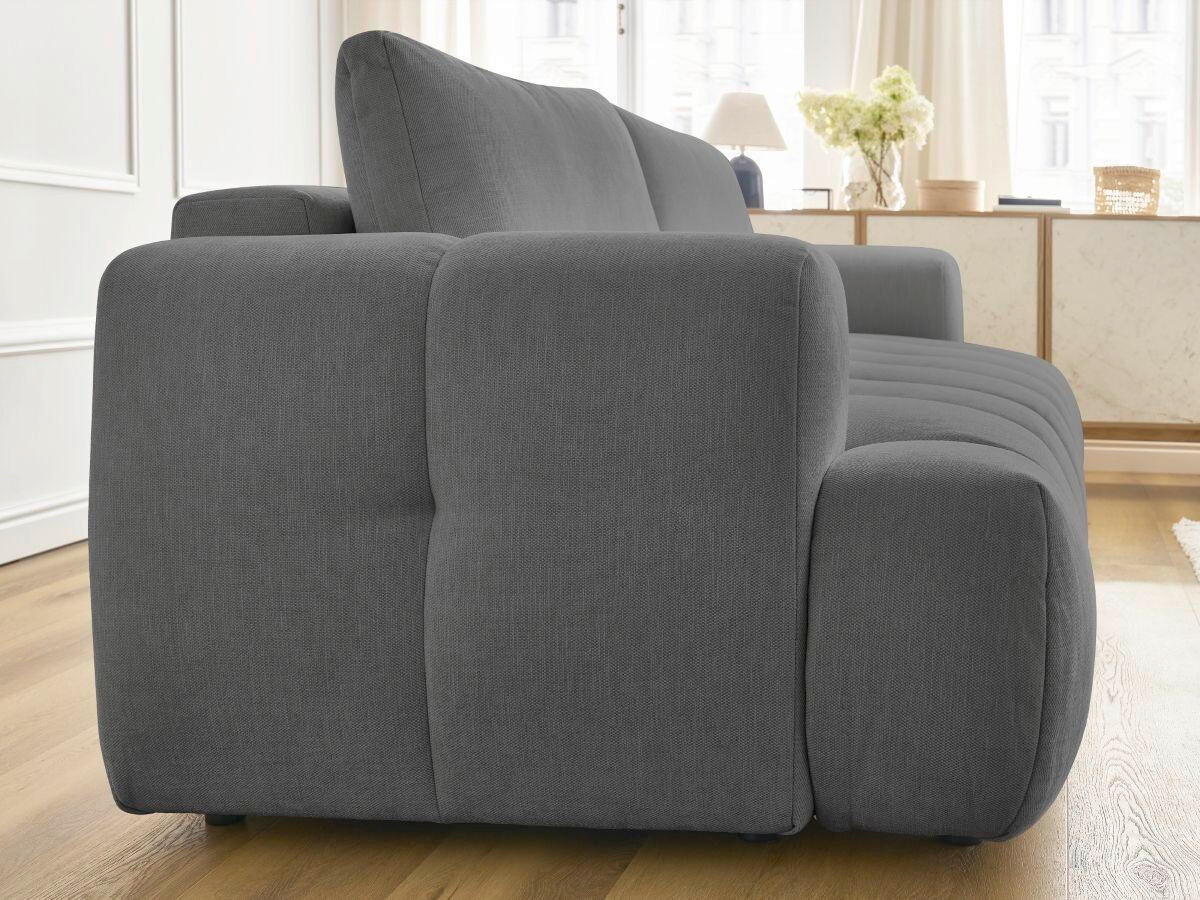 SCHLAFSOFA FUJI Leinenoptik Dunkelgrau  inkl.  - Dunkelgrau/Schwarz, MODERN, Kunststoff/Textil (251/113/88cm)