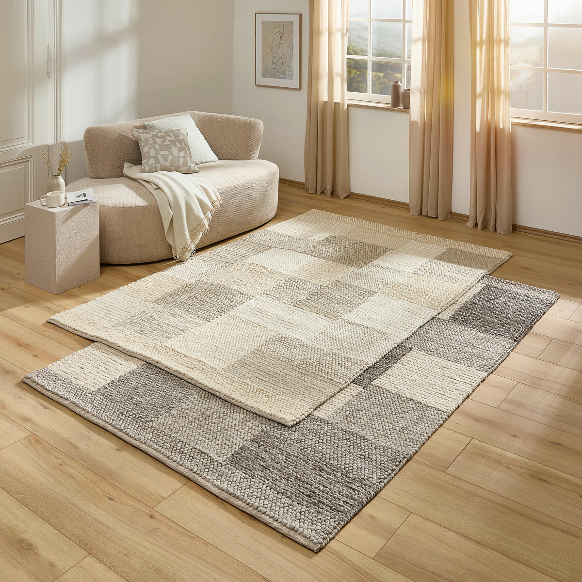 HANDWEBETEPPICH Nordic 160/230 cm Nordic  - Dunkelgrau/Grau, Natur, Textil (160/230cm) - Linea Natura