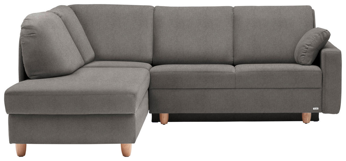 ECKSOFA in Flachgewebe Schlammfarben  208/227 cm  - Schlammfarben/Eichefarben, KONVENTIONELL, Holz/Textil (208/227cm) - Sedda