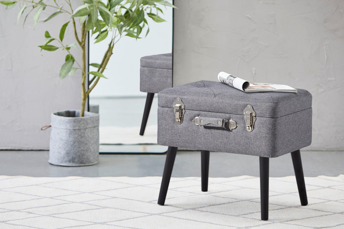 TABURETKA, drevo, textil, kompozitné drevo, 50/46/35 cm - čierna/antracitová, Trend, drevo/kompozitné drevo (50/46/35cm) - Xora
