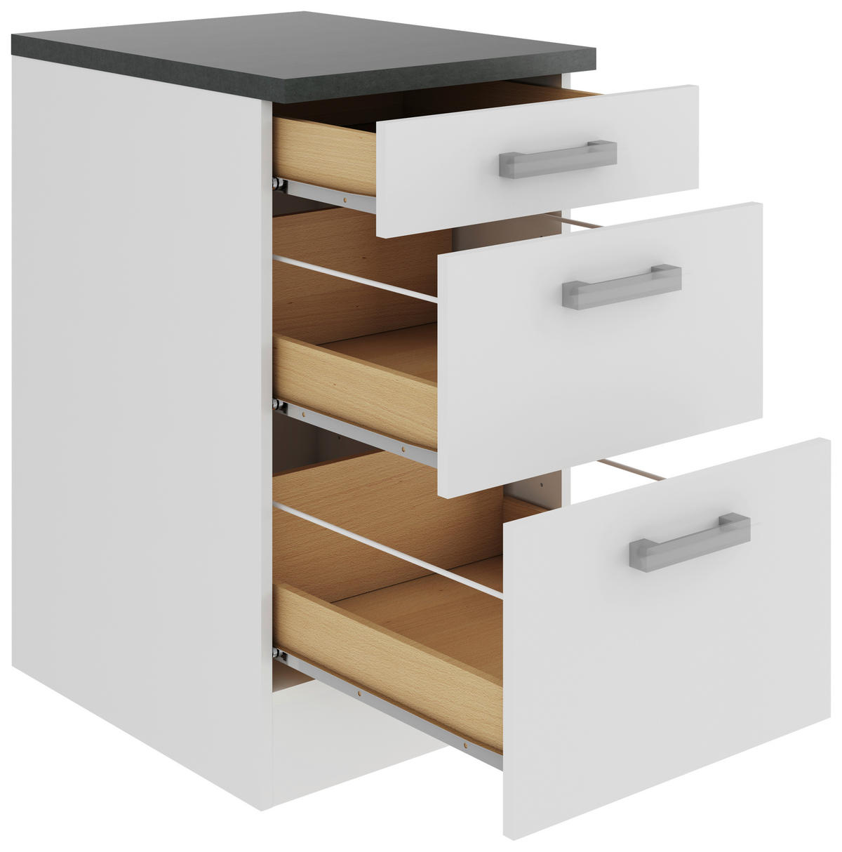 KÜCHENUNTERSCHRANK 50/84,8/60 cm  in Weiß  - Anthrazit/Buchefarben, Basics, Holzwerkstoff/Metall (50/84,8/60cm) - Optifit