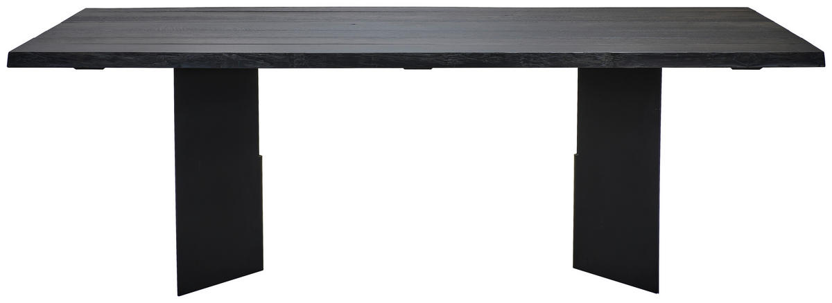 JEDILNA MIZA, v celoti masivno hrast črna  - črna, Romantika, kovina/les (220/100/75cm) - Linea Natura