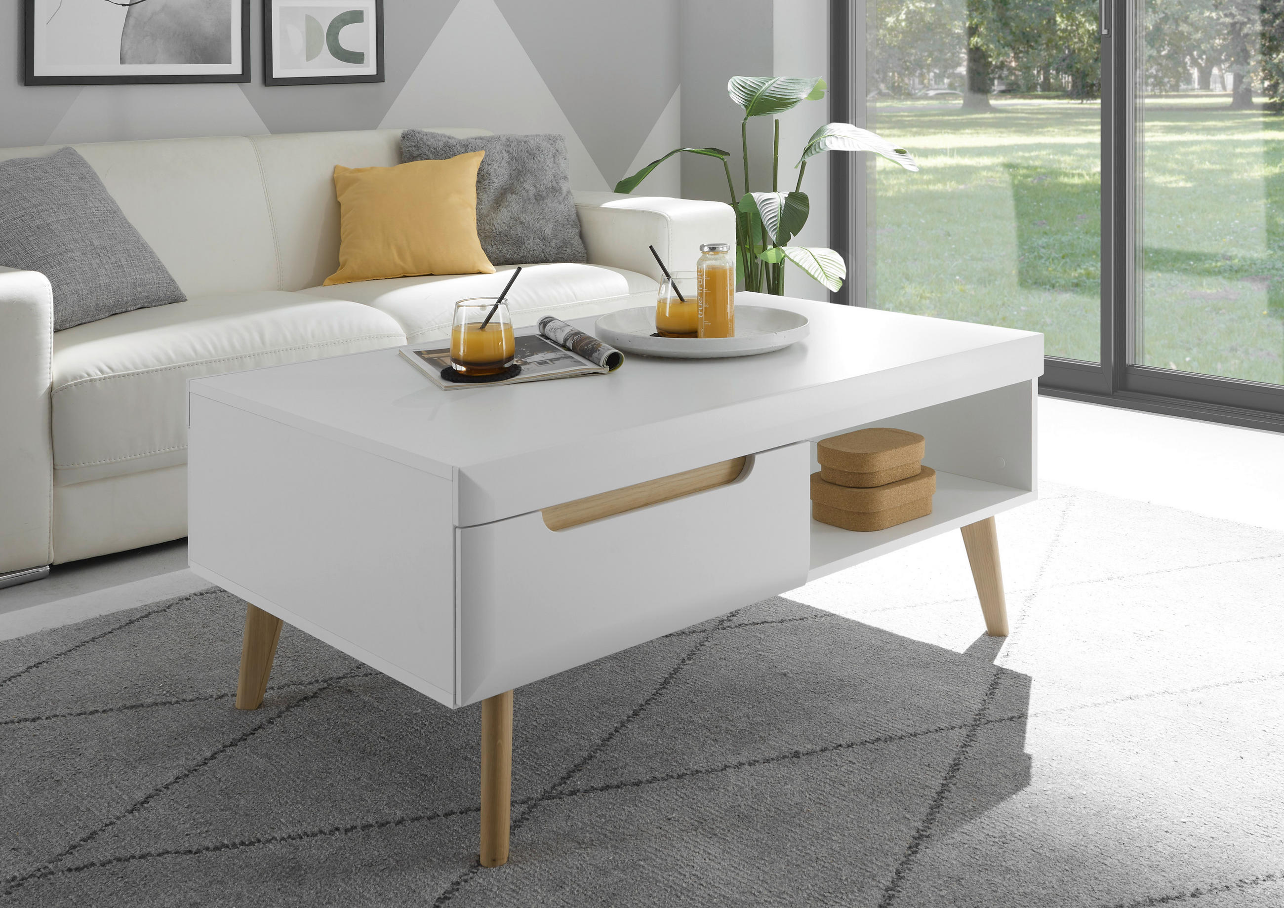 COUCHTISCH Eichefarben, Weiß  - Eichefarben/Weiß, Design, Holzwerkstoff (107/46/67cm) - MID.YOU