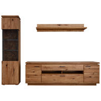 WOHNWAND 3-teilig  in Grau, Eichefarben 275/204/50 cm  - Eichefarben/Anthrazit, Natur, Glas/Holz (275/204/50cm) - Linea Natura