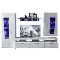 REGAL ZA DNEVNI BORAVAK bela   - bela/crna, Moderno, staklo/metal (330/209/47cm) - Hom`in