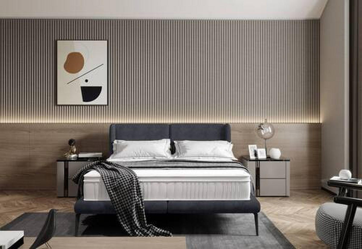 KÁRPITOZOTT ÁGY 180/200 cm  fekete  - fekete, Modern, textil/fém (180/200cm) - Livetastic