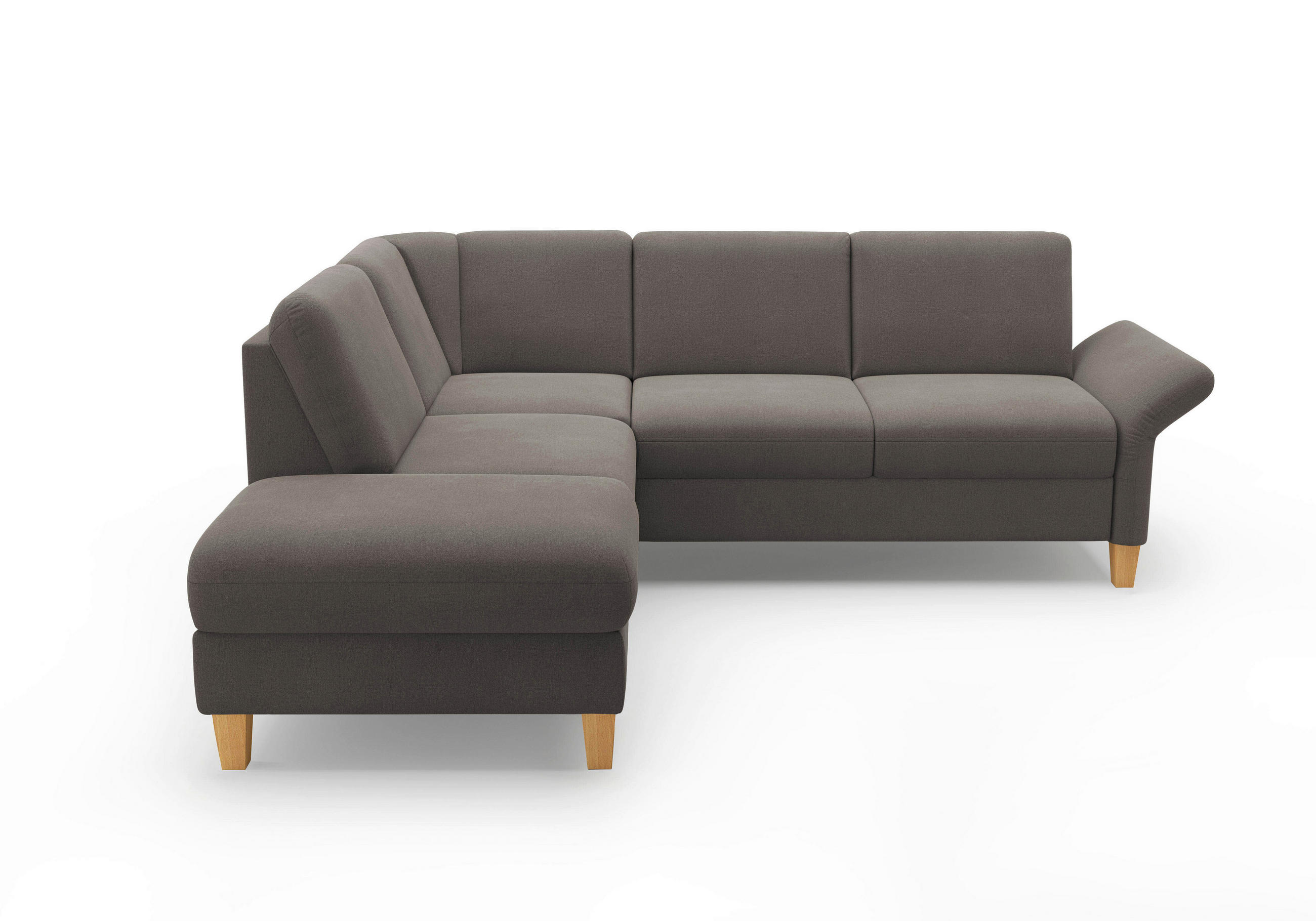 ECKSOFA ROCHELLE E Graphitfarben Flachgewebe  - Eichefarben/Graphitfarben, KONVENTIONELL, Holz/Textil (216/240cm) - Sit & More