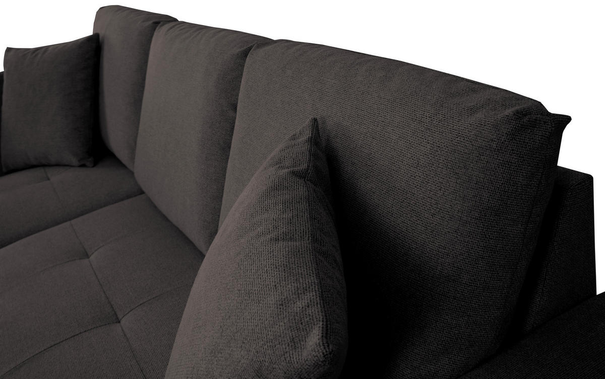 ECKSOFA LUKAS Dunkelbraun Struktur Zierkissen, Bettkasten  - Dunkelbraun, Trend, Textil (158/239cm) - P & B