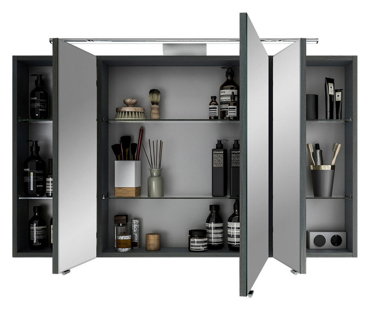 SPIEGELSCHRANK 120/70,3/17 cm  - Chromfarben/Graphitfarben, KONVENTIONELL, Glas/Holzwerkstoff (120/70,3/17cm) - Pelipal