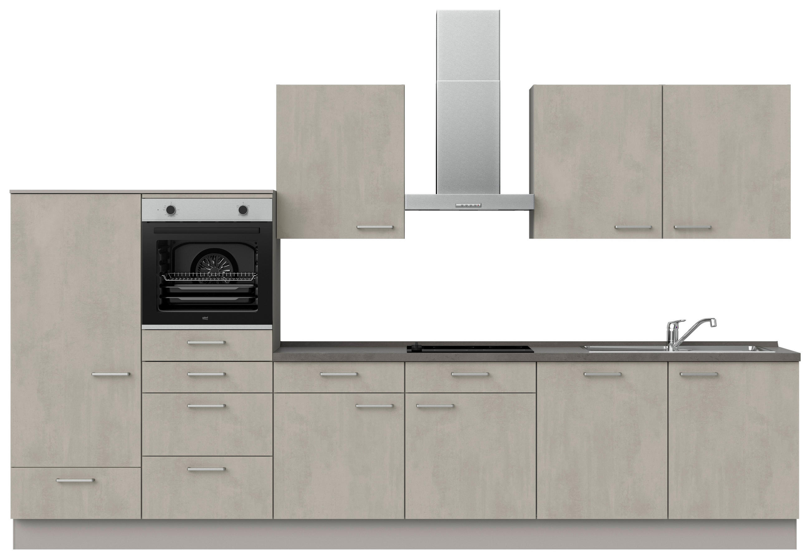 KÜCHENLEERBLOCK 360 cm   in Grau, Schieferfarben, Hellgrau  - Schieferfarben/Edelstahlfarben, MODERN, Holzwerkstoff/Metall (360cm) - Nobilia