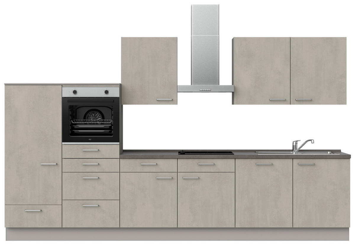 KÜCHENLEERBLOCK 360 cm   in Grau, Schieferfarben, Hellgrau  - Schieferfarben/Edelstahlfarben, MODERN, Holzwerkstoff/Metall (360cm) - Nobilia