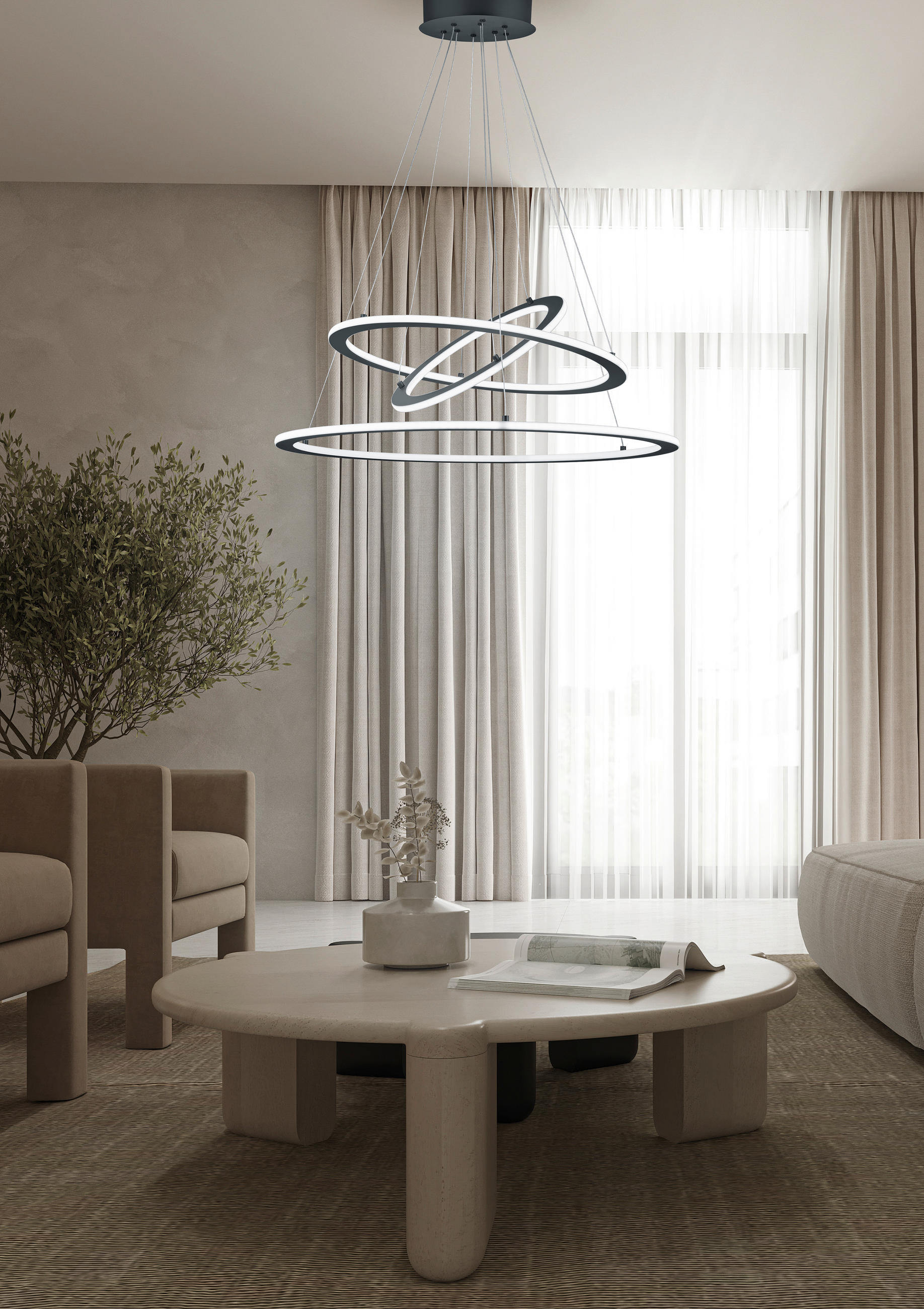LED FÜGGESZTÉK - antracit, Design, fém (80,3/200cm)
