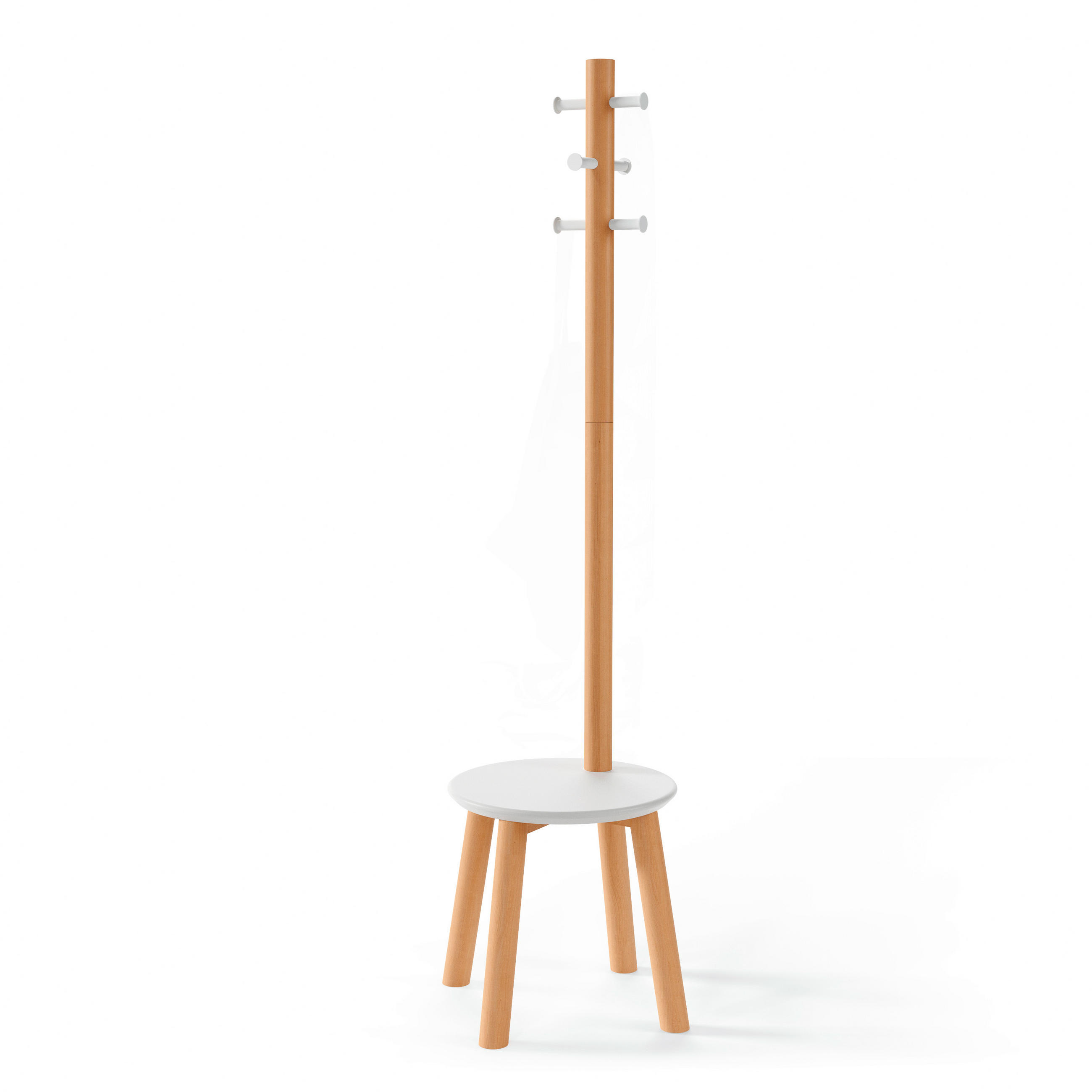 KLÄDSTÄLLNING i naturfärgad, vit  51/165 cm  - vit/naturfärgad, Basics, trä (51/165cm) - Umbra