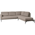 ECKSOFA in Flachgewebe, Struktur Hellbraun  - Hellbraun/Anthrazit, Design, Textil/Metall (254/230cm) - Ambiente