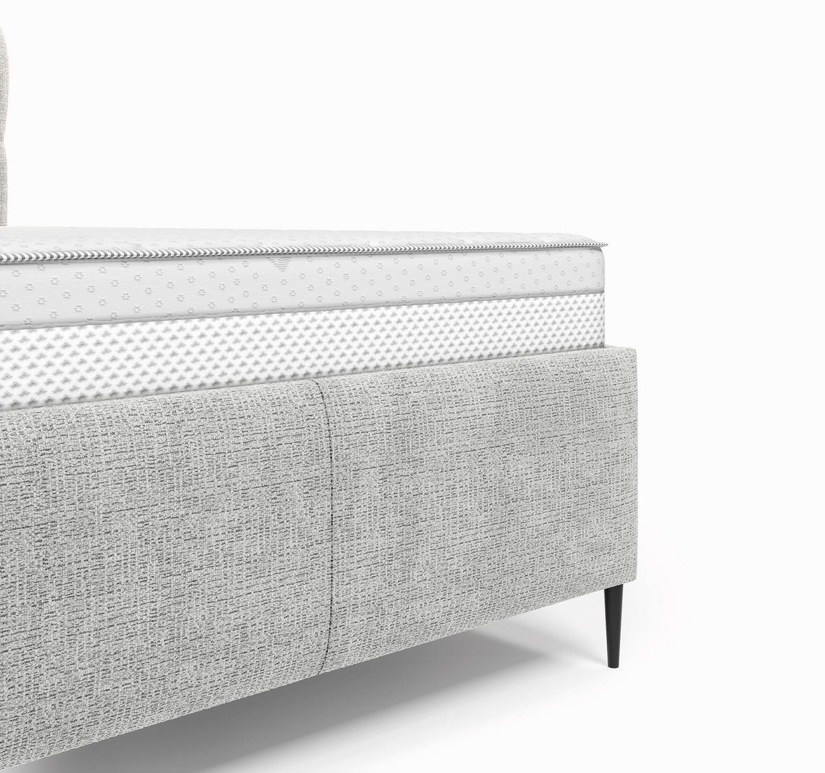 POLSTERBETT 180/200 cm,  in Silberfarben, gepolstertes Kopfteil, Lattenrost,  - Silberfarben/Schwarz, Design, Holz/Textil (180/200cm) - Boxxx